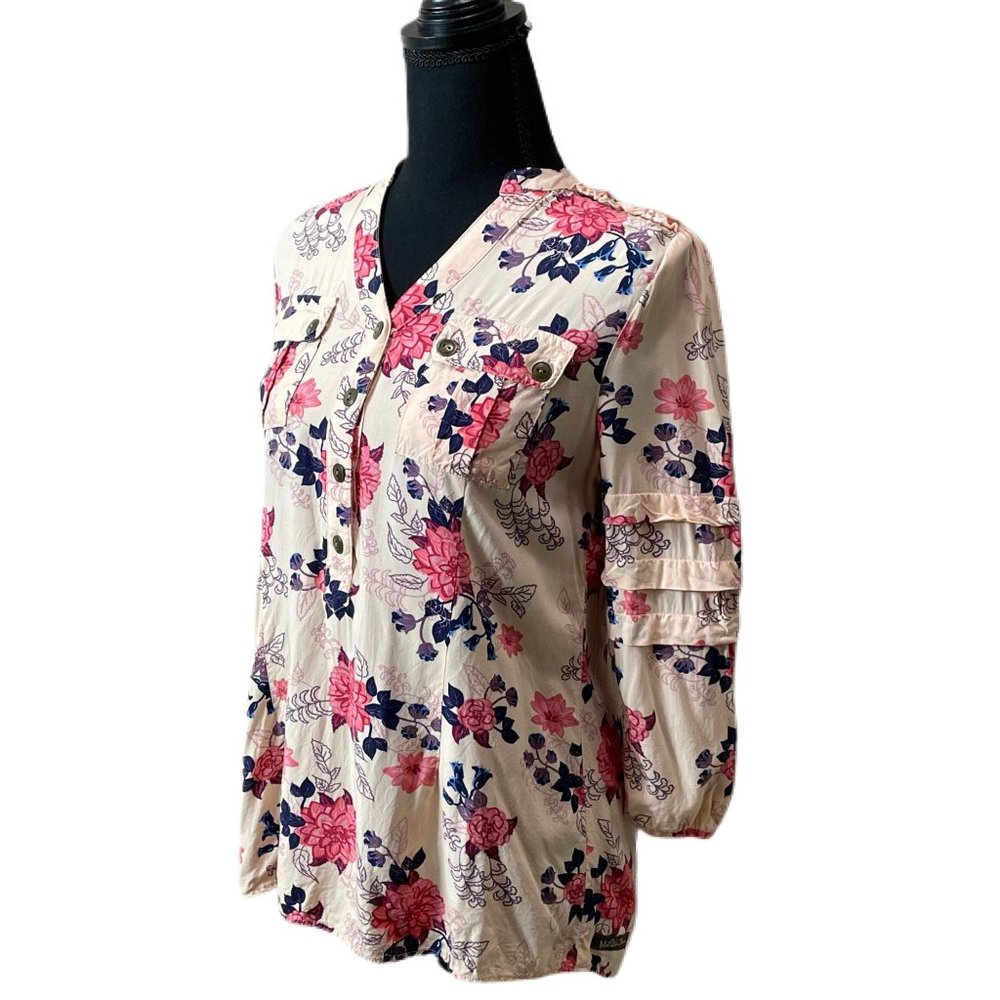 MATILDA JANE Women’s Small ‘Livery Millie’ Top Floral Button Front 3/4 Sleeve